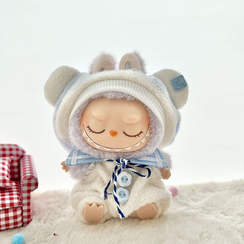 [Clothes only] First and second generation keychain Labubu clothes pendant Labubu baby clothes blue sky small white cloud three-piece set