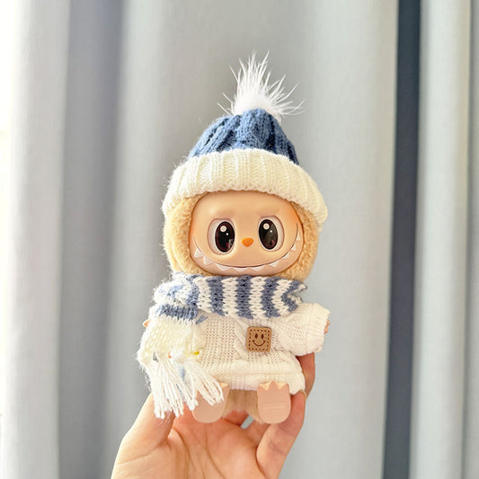 [Clothes only] First and second generation keychain Labubu clothes pendant Rabub sitting blue hat sweater knitted sweater