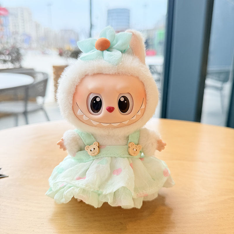 [Clothes only] First and second generation keychain Labubu clothes pendant Labub black fragrant camellia skirt straw hat