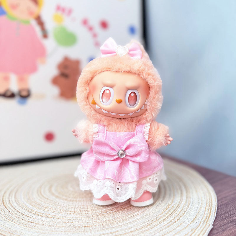 [Clothes only] One, two and three generations Labubu clothes pendant Labubu sitting baby clothes pink purple rhyme bow skirt