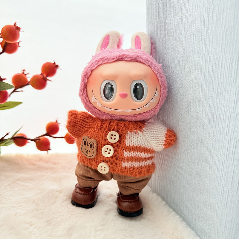 [Clothes only] First and second generation keychain Labubu clothes pendant Rab cloth button sweater jeans set cute