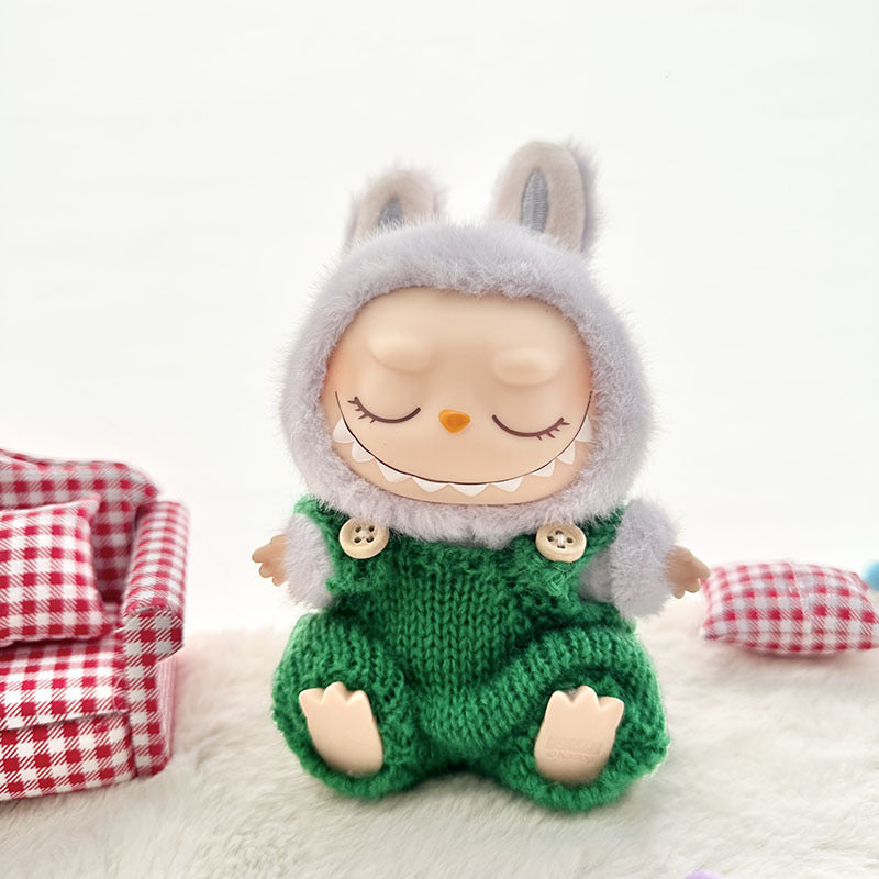 [Clothes only] The first, second and third generation keychain Labubu clothes pendant Labubu baby clothes striped buttons sweater set.