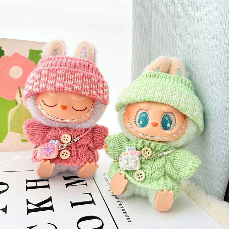 [Clothes only] One, two and three generations of keychains Labubu clothes pendant Labubu baby clothes knitted sweater hat set