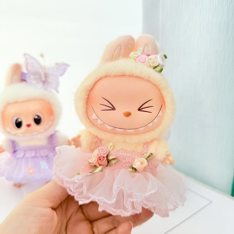 [Clothes only] First and second generation keychain Labubu clothes pendant Labubu baby clothes butterfly flower fairy gauze skirt