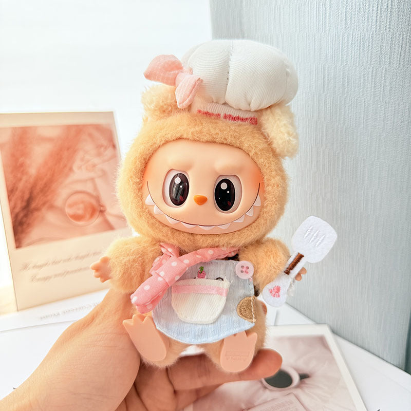 [Clothes only] First and second generation keychain Labubu clothes pendant Labubu baby clothes powder point kitchen fried egg cute treasure