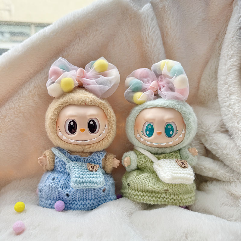 [Clothes only] First and second generation keychain Labubu clothes pendant Labubu sitting party knitted strap skirt