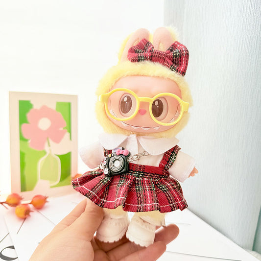 17Cm Labubuwa clothes LABUBU blind box sitting party one two three generations cute sweetheart Sugra dress cute
