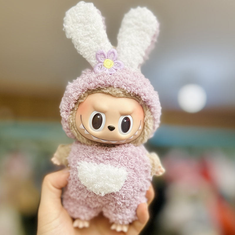 [Clothes only] 17cm pendant, Labubu clothes, keychain Labubu doll, replacement baby clothes, dinosaur onesie.