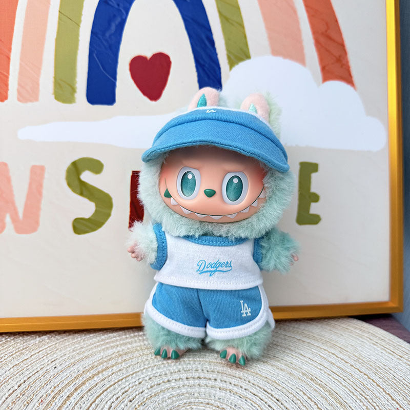 The first, second and third generation Labubu clothes pendant Labubu sitting party baby clothes peaked cap LA sports suit trend