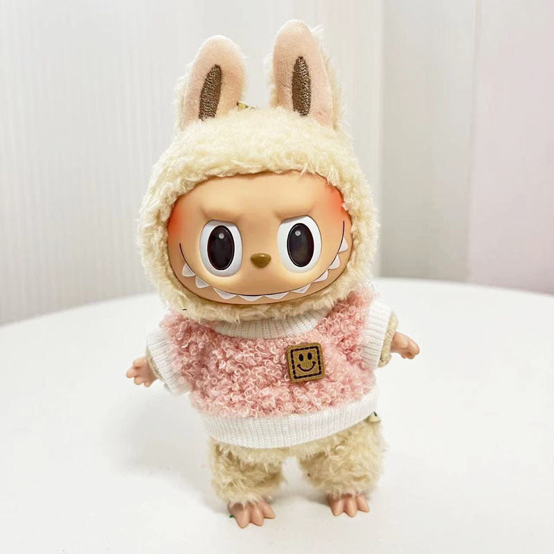 [Clothes only] 17cm pendant Labubu cloth for candy skirt + hairpin Labubu keychain baby clothes are cute and cute.
