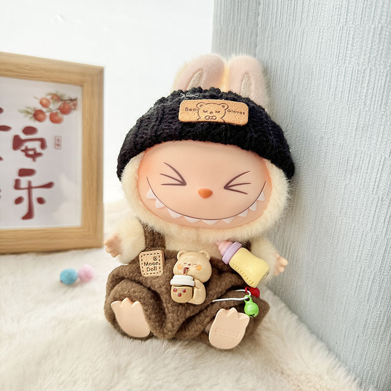 Clothes only] First and second generation Labubu clothes pendant Labubu sitting baby clothes love sweater bear earcap set