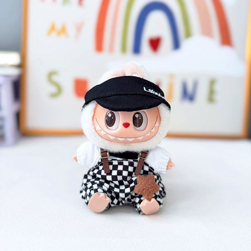 Clothes only] First and second generation Labubu clothes pendant Labubu sitting baby clothes crown belt overalls set