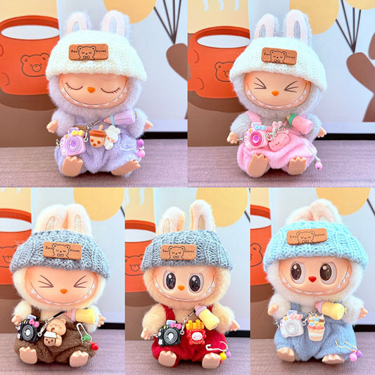 [Clothes only] One, two and three generations Labubu clothes pendant Labubu sitting baby clothes bottle overalls set cute