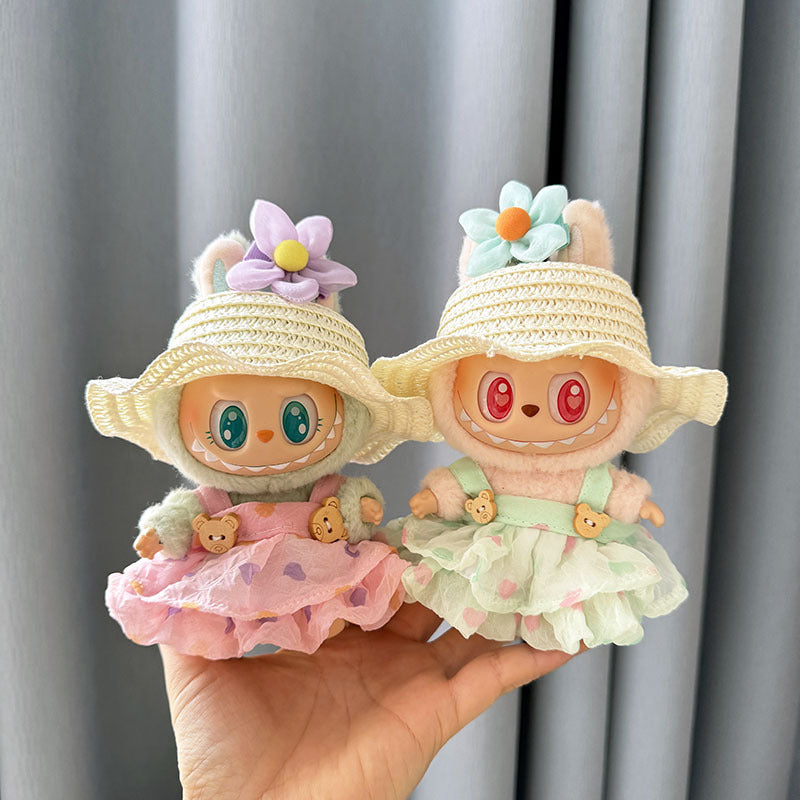 [Clothes only] First and second generation keychain Labubu clothes pendant Labubu baby clothes dress pearl hair accessories