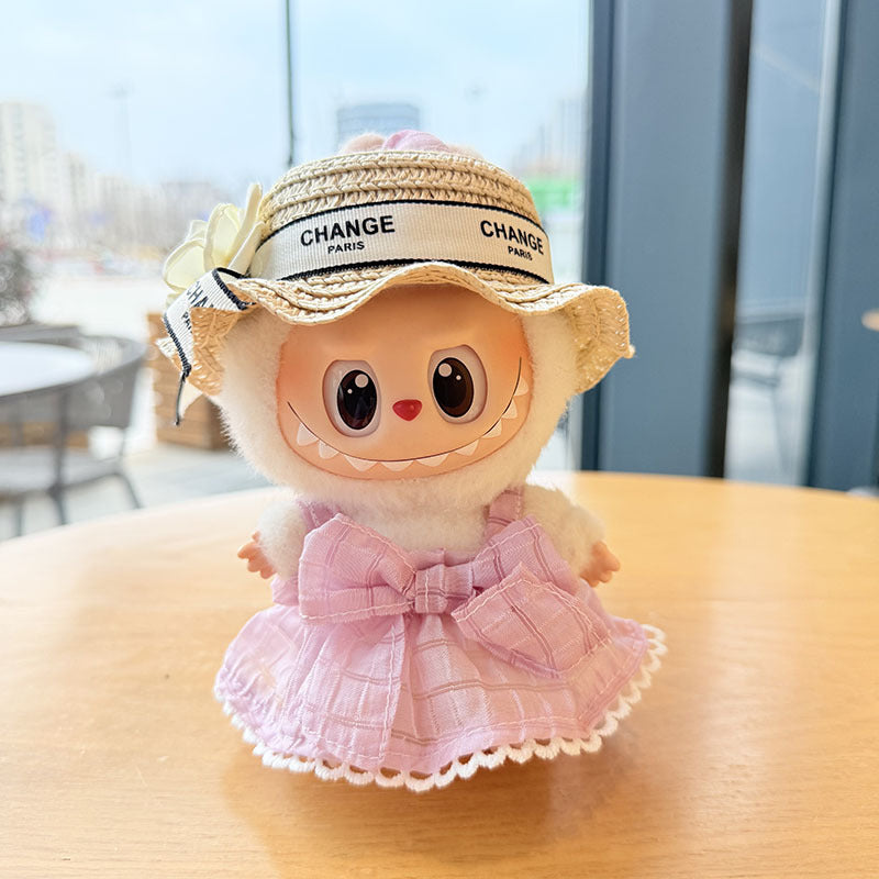[Clothes only] First and second generation keychain Labubu clothes pendant Labub black fragrant camellia skirt straw hat