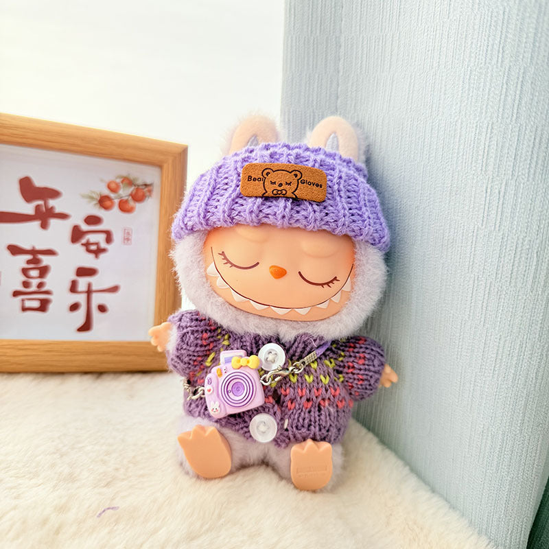 [Clothes only] One, two and three generations of keychains Labubu clothes pendant Labubu baby clothes knitted sweater hat set