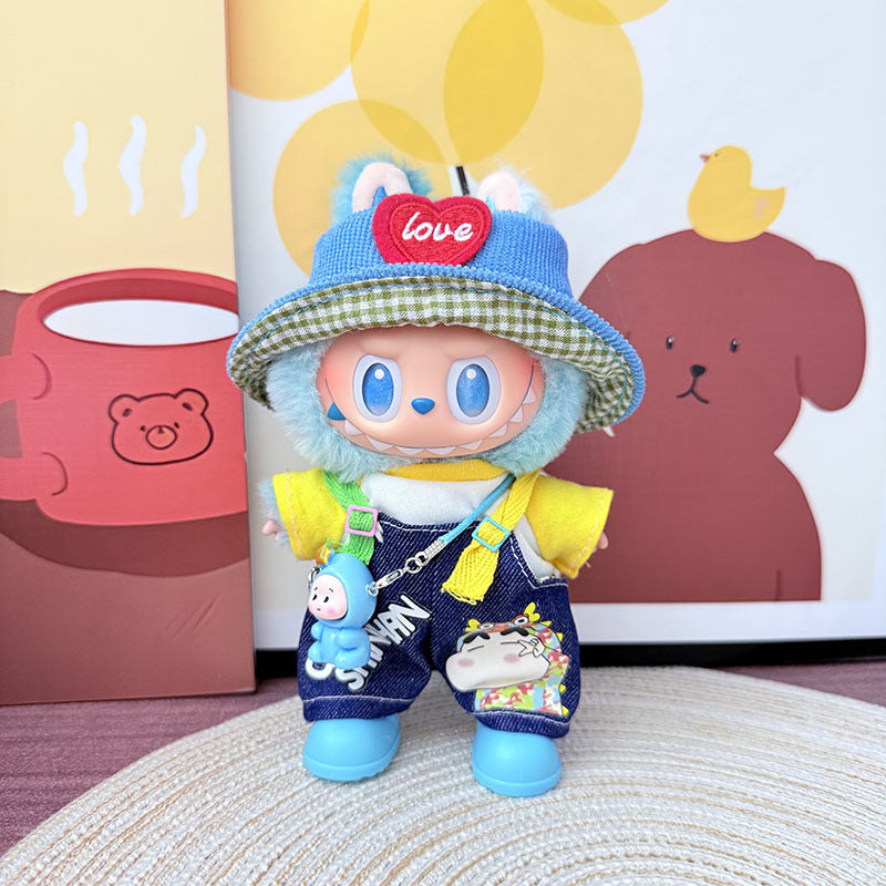 [Clothes only] One, two and three generations Labubu clothes pendant Labubu sitting baby clothes, small new overalls, cute and cute.