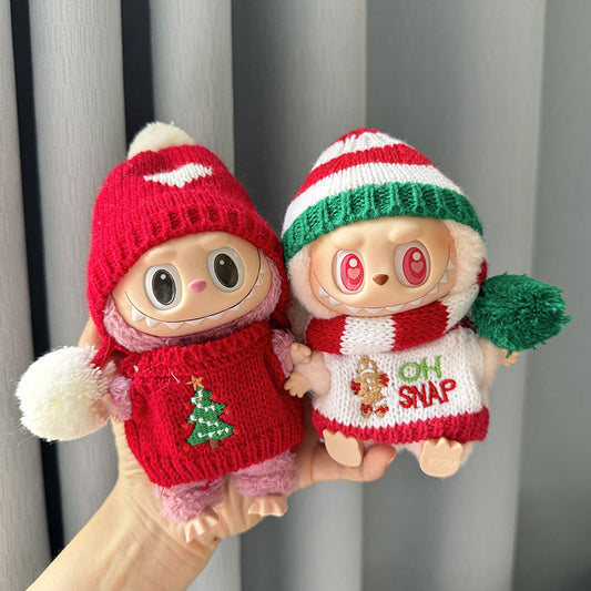[Clothes only] Second-generation keychain Labubu clothes pendant Labubu sitting party biscuit man love hat