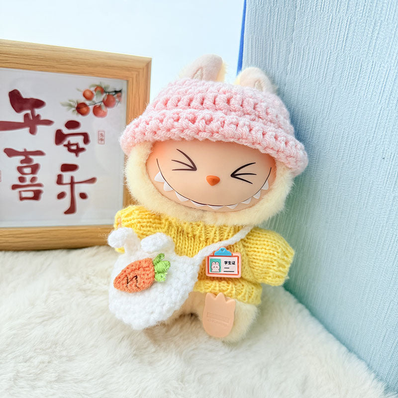 [Clothes only] One, two and three generations of keychains Labubu clothes pendant Labubu sweater headband Japanese three-piece set Moe