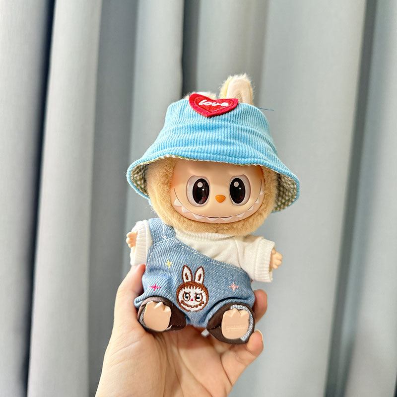 [Clothes only] Second-generation keychain Labubu clothes pendant Labubu sit party cloth head denim strap