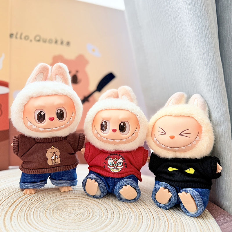[Clothes only] First and second generation keychain Labubu clothes pendant Labubu baby clothes night cat little detective sweater cool