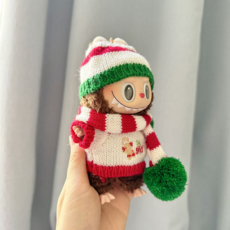 [Clothes only] First and second generation keychain Labubu clothes pendant Labubu gingerbread man sweater three-piece set cute