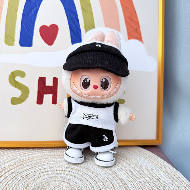 The first, second and third generation Labubu clothes pendant Labubu sitting party baby clothes peaked cap LA sports suit trend