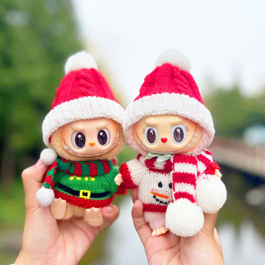 [Clothes only] First and second generation keychain Labubu clothes pendant Labubu cloth for New Year's Christmas sweater set