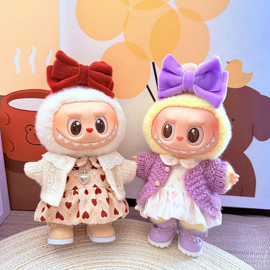 [Clothes only] One, two and three generations Labubu clothes pendant Labubu sitting baby clothes sweet heart dress