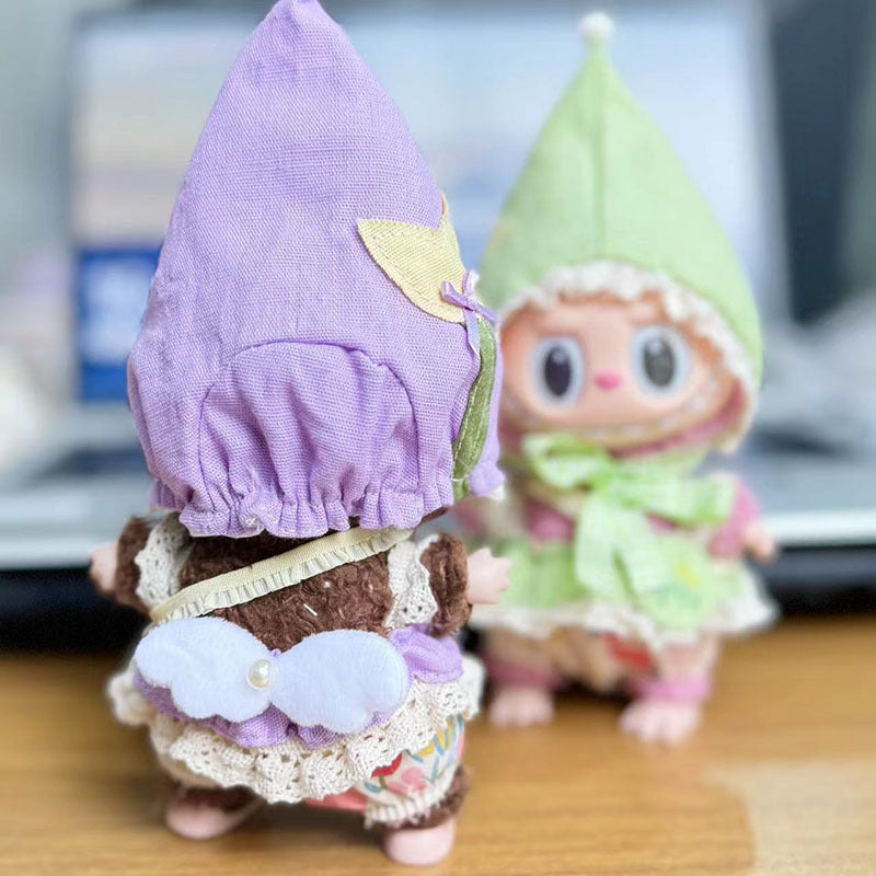 Clothes only] Baby clothes 17cm pendant blind box Labubu clothes Labubu doll for the little witch three-piece set