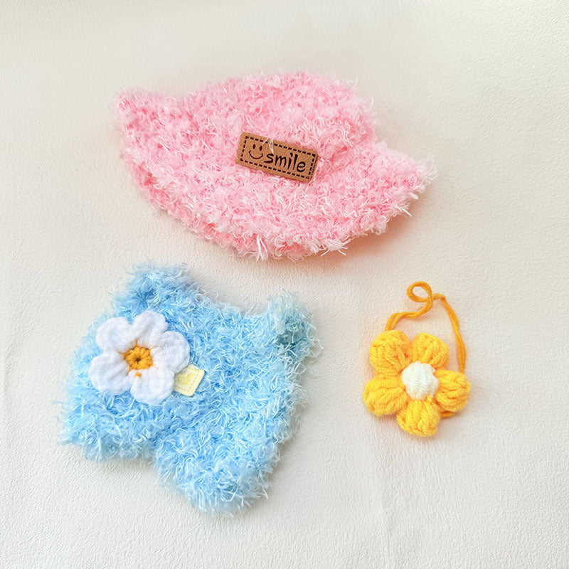 [Clothes only] First and second generation keychain Labubu clothes pendant Labubu baby clothes pink and blue flower language set cute.