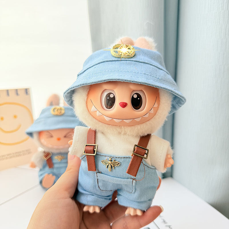 [Clothes only] First and second generation keychain Labubu clothes pendant Labubu baby clothes inverted triangle overalls hat