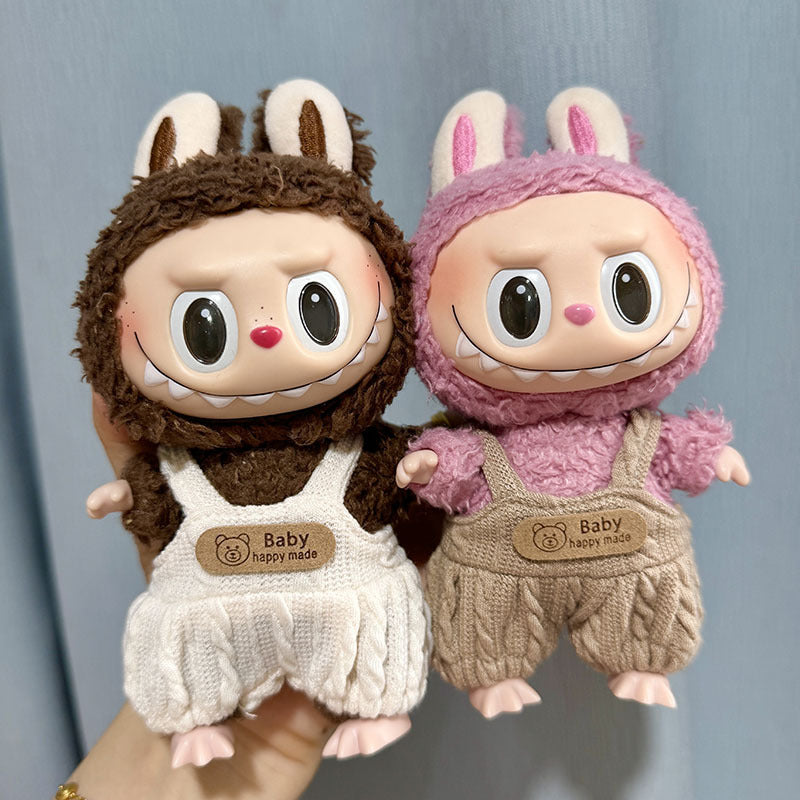 [Clothes only] 17cm rabub wearing pendant labubu doll keychain baby clothes overalls dress cute