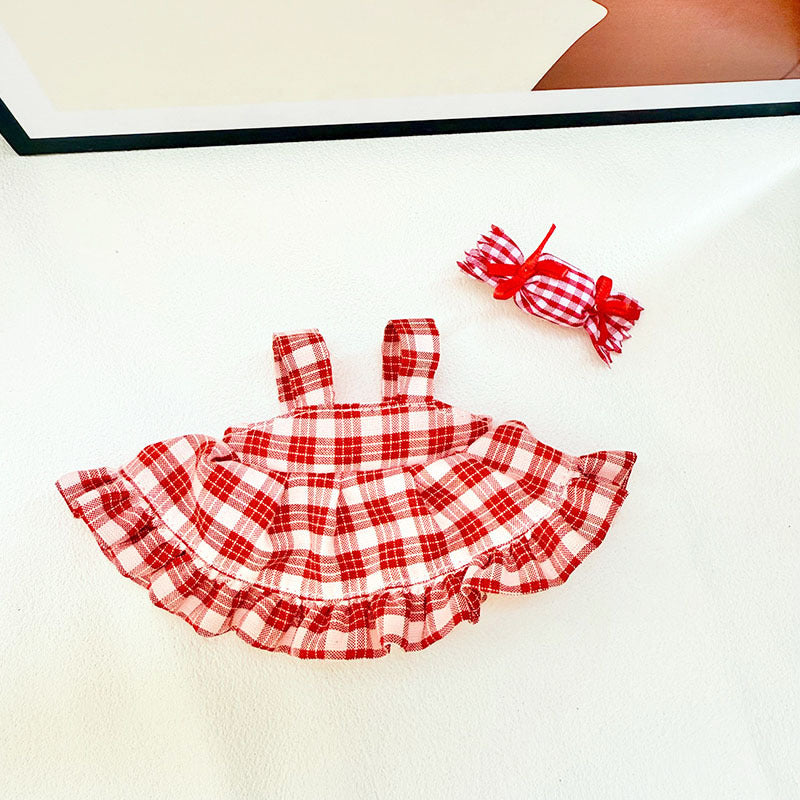 [Clothes only] First and second generation keychain Labubu clothes pendant Labubu baby clothes red grid black and white sweet dream skirt