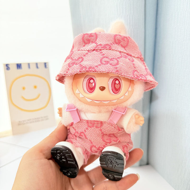 [Clothes only] First and second generation keychain Labubu clothes pendant Labubu baby clothes inverted triangle overalls hat
