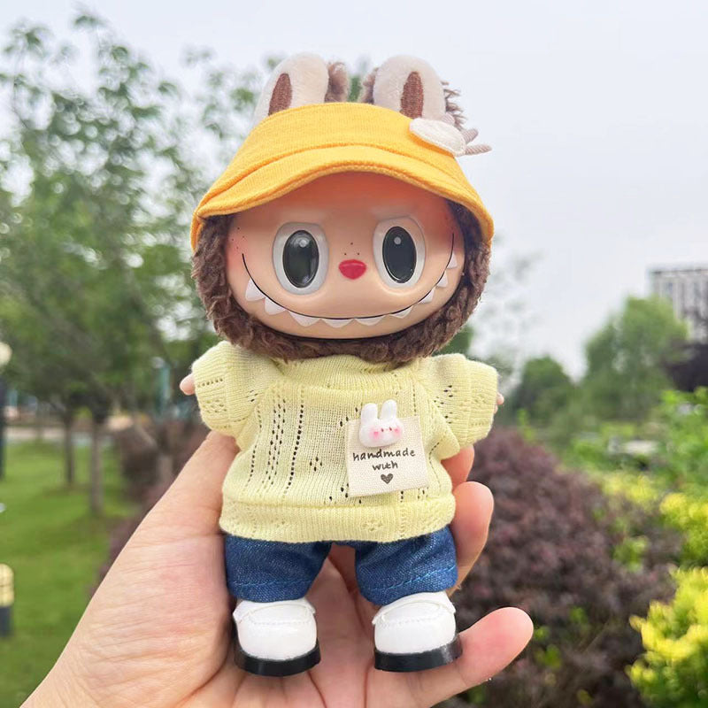 [Clothes only] 17cm labubu cloth blind box pendant doll for toning bubble shirt set cute