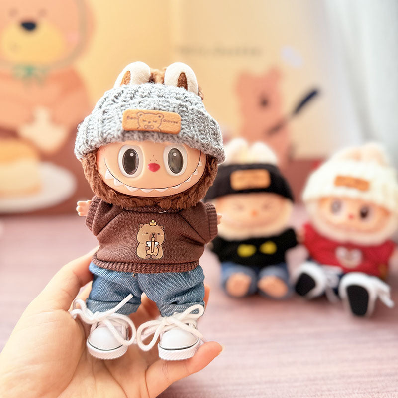 [Clothes only] First and second generation keychain Labubu clothes pendant Labubu baby clothes drinking milk tea bear sweater