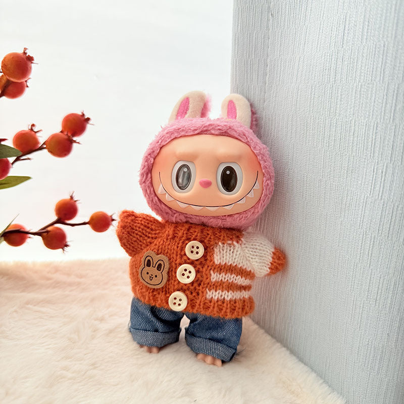 [Clothes only] First and second generation keychain Labubu clothes pendant Rab cloth button sweater jeans set cute