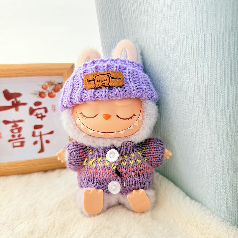 [Clothes only] One, two and three generations of keychains Labubu clothes pendant Labubu baby clothes knitted sweater hat set