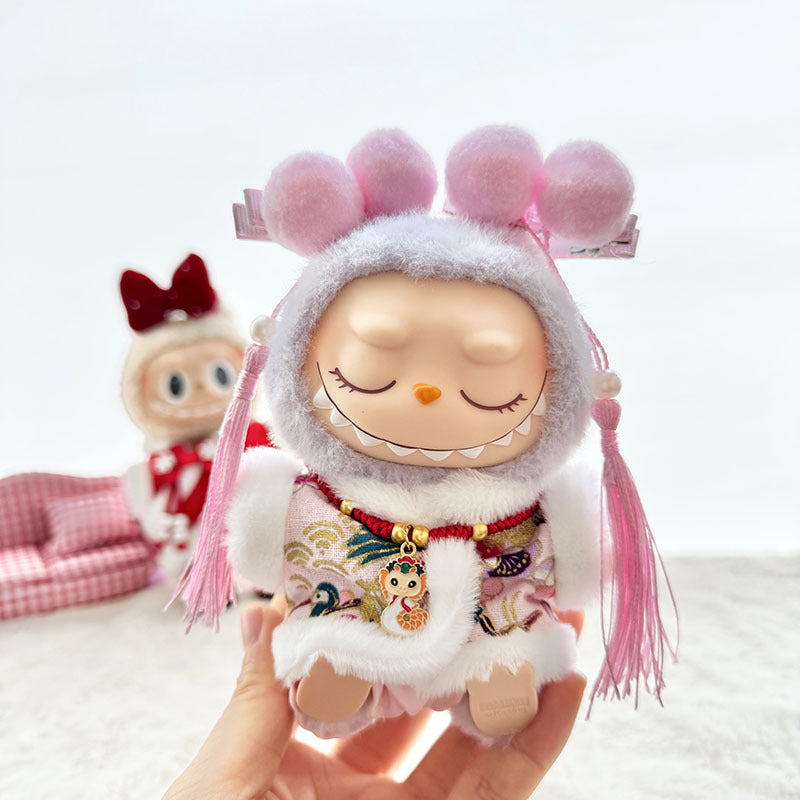 [Clothes only] First and second generation Labubu clothes pendant Labubu sitting party baby clothes New Year purple Tang clothing cute