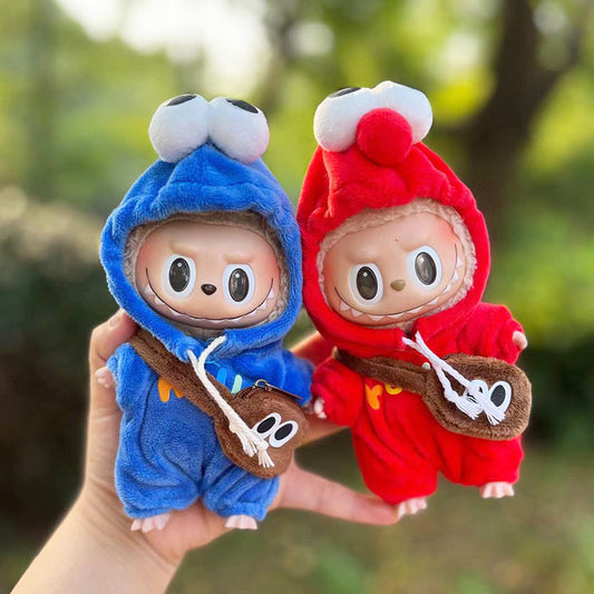 [Clothes only] First and second generation keychain Labubu clothes pendant Rab cloth satchel sesame bird two-piece set cute