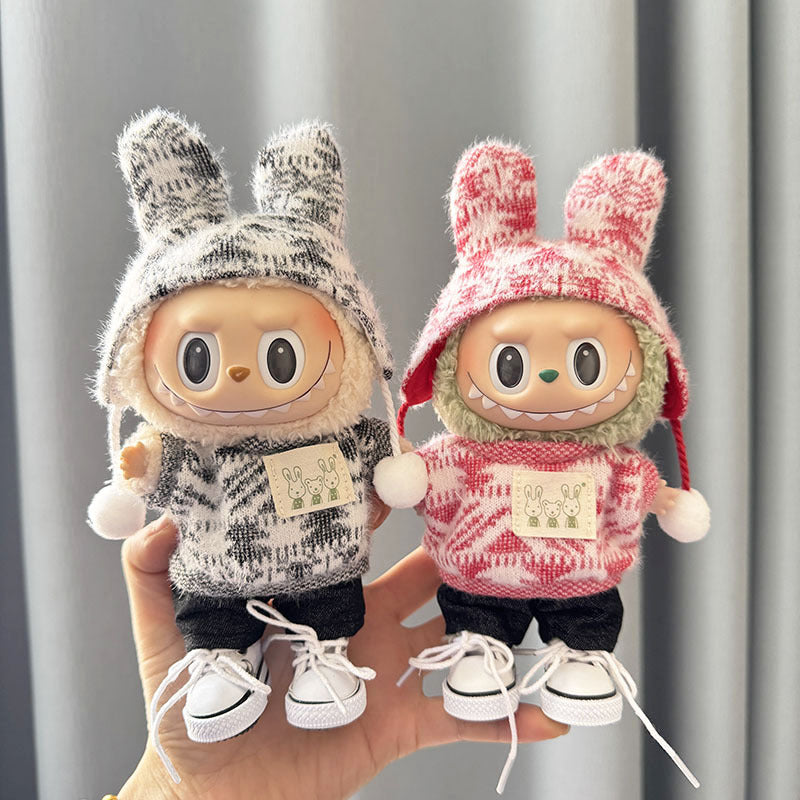 [Clothes only] First and second generation keychain Labubu clothes pendant Labubu sitting party jacquard two-piece set