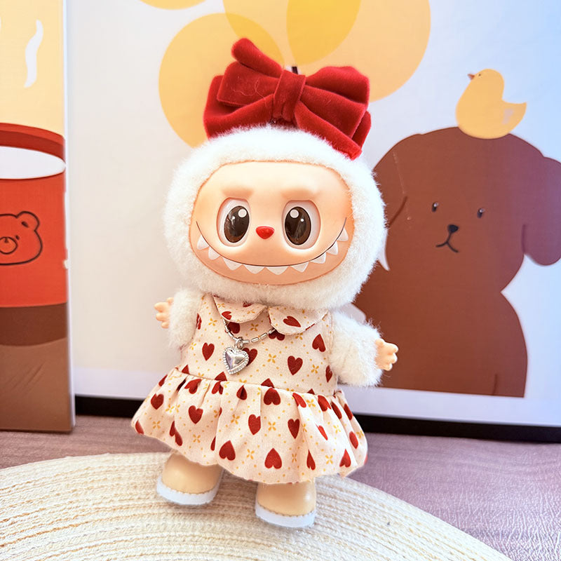 [Clothes only] One, two and three generations Labubu clothes pendant Labubu sitting baby clothes sweet heart dress