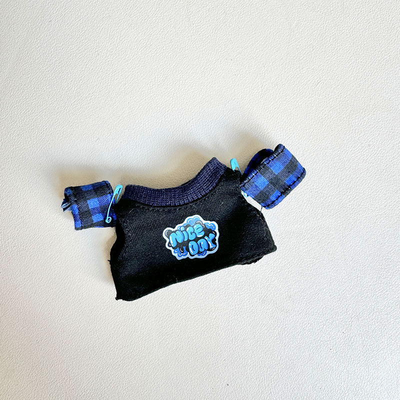 [Clothes only] First and second generation keychain Labubu clothes pendant Labubu baby clothes plaid hanging sleeve shirt creative cute