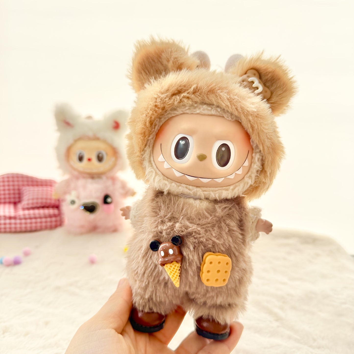 [Clothes only] First and second generation Labubu clothes pendant Labubu sitting party baby clothes sandwich biscuits overalls