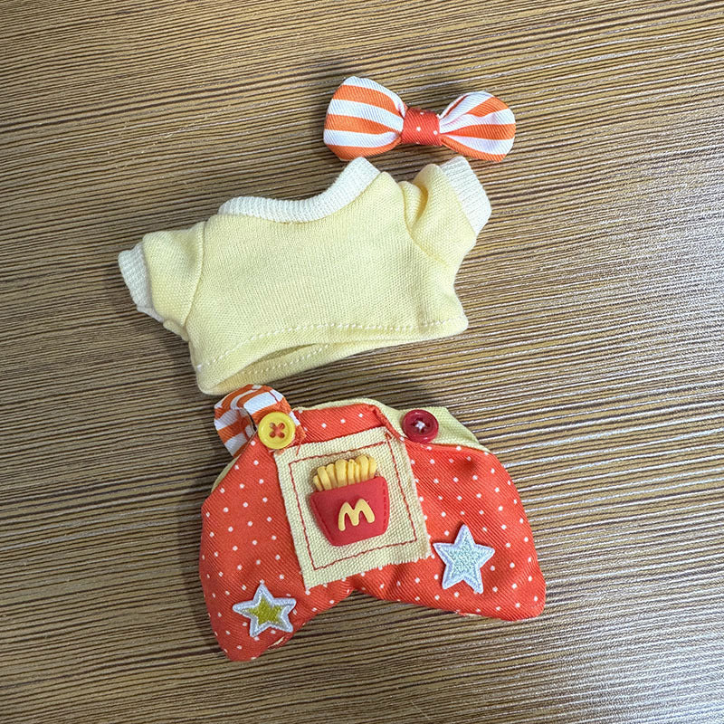 [Clothes only] 17cm pendant blind box Labubu baby clothes keychain Labubu doll coffee fries set cute