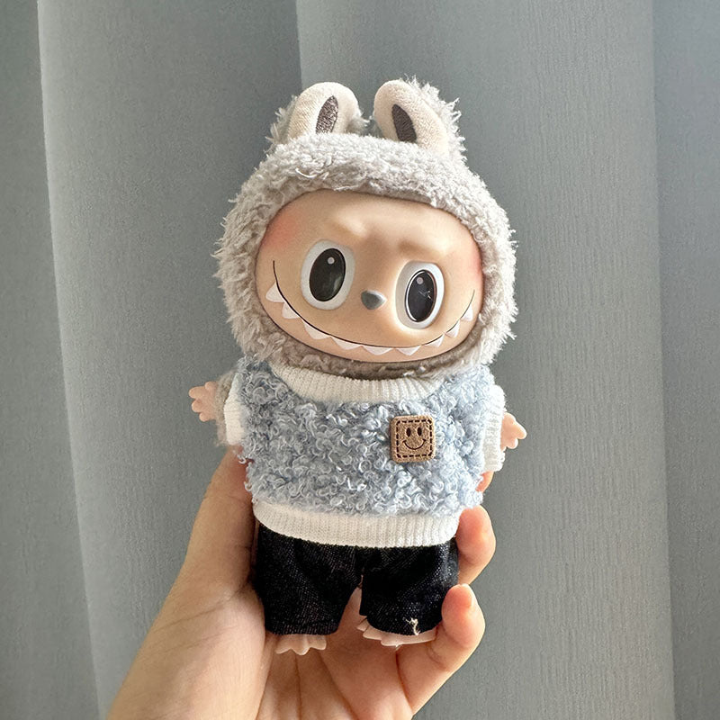 [Clothes only] 17cm pendant, rabub clothes, circle smiley shirt set, keychain labubu doll clothes.