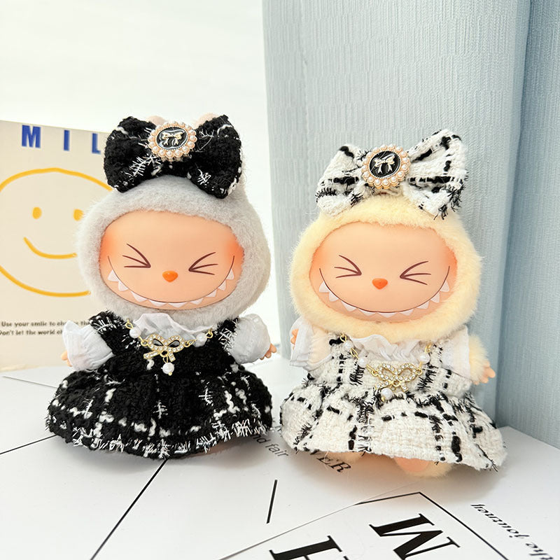 [Clothes only] First and second generation keychain Labubu clothes pendant Labubu baby clothes gold silk protagonist skirt set cute