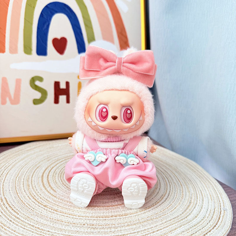 The first, second and third generation Labubu clothes pendant, Labubu sitting baby clothes powder, letter cloud powder, strap set is cute.