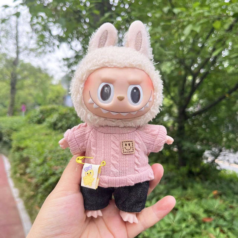 [Clothes only] 17cm labubu cloth blind box pendant doll for toning bubble shirt set cute
